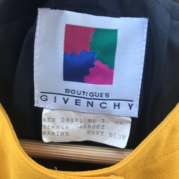 Givenchi Blazer Yellow and Navy Blue Vintage - Picture 3 of 4